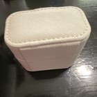 White Faux Leather Ring Jewelry Box  Velvet Lined  Holds 3 Rings 3x2x2 