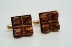 Vintage Mid Century Modern Gold Tone Hickok Tigers Eye Cufflinks C1