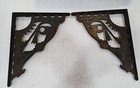 Antique Eastlake Victorian Pair Ornate Cast Iron Shelf Brackets 8  X 10 