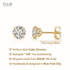 14k Solid Yellow Gold Solitaire Round Brilliant Stud Earrings Screwback 3mm-8mm
