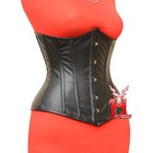 Underbust Corset Black Leather Corset Waist Training Underbust Leather Corset