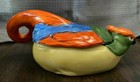 Vintage Antique German Covered Bird Trinket Box Tropical Pheasant Made Germany