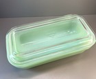 Vtg Fire King Jadeite Rectangular Refrigerator Dish With Lid 4 5x8 5   