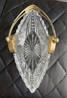Vintage Ussr Crystal Boat Candy Dish Silver 875 Handle Soviet Crystal Bowl