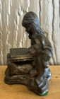 Michael Ricker Signed 1991 Pewter 2 5  Figurine Girl Holding Bear Xmas Noel Book