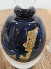 Vintage Robert Eickholt Cobalt Blue Art Glass Perfume Bottle Gold Leaf Signed 91