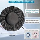 3 Pcs Super Jumbo Adjustable Satin Lined Shower Caps Xl  Waterproof Edge  black 