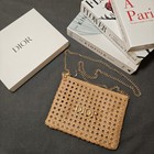 Summer Woven Makeup Bag Gold Chain Cosmetic Pouch With Gift Box 23x16cm