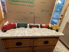 Vintage Handmade Wooden Pull Train Set Folk Art Wood Toy 5 Cars Connected
