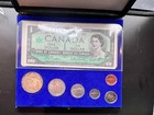 1967 Canada 6 Coin Mint Set And Centennial Dollar Bill In Display Box