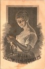 1880 s Antique Electric Light Candle woman  Smoke  Darkness Victorian Trade Card