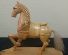 Vintage Hand Carved Wooden Horse Pull Toy Native American Blanket Folk Art 