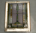 Antique Stained Glass Leaded Window Victorian Architectural Wood Salvage Mosaic 