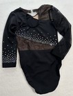 Gk Elite Leotard Gymnastics Competition Bling Sequin Mesh Black Comp Leo Size Cm