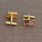 Luxury Usa Flag Cufflinks Gold Tone American Patriotic Shirt Wedding Gift