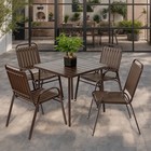 5 Pcs Outdoor Dining Set Patio Table Chairs Furniture Set Garden Armchairs Brown