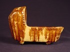 Rare Antique Early 1800s Childs Cradle Rockingham Yellow Ware