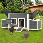Poruace Chicken Coop Rabbit Hutch Poultry House Cage 2 Nesting Boxe Weatherproof