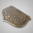Pirate Skull No Solicitors Solid Brass Embossed Plaque