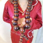 40mm 27 Big Beads Natural Wood Buddha Shaolin Temple Monk Blessing Red Necklace