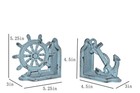 Anchor Bookends  Antique Blue Nautical Ship Wheel And Anchor Decorative Booke   