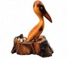 Vintage Hand Carved Wood Pelican On Driftwood Seashell Coastal Decor 10 5 