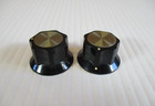Black Knobs Sliver Centers Pair  Guitar Amp Vintage  Radio  Nos Qty Av