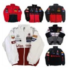 Adults Mens Padded Zip Cotton Embroidery Racing Jacket Black For F1 Team Racing 