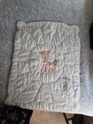 Vtg Galante White Pink Satin Baby Blanket Soft 40   x30    Applique 