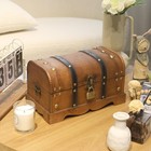 Rustic Wooden Treasure Chest With Lock - Vintage Decorative Box  12 2  Brown