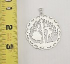 Vintage 800 Silver Dancing Figures Pendant Cutout European Filigree - 9 4g