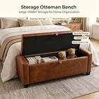Storage Ottoman Bench Tufted Brown Faux Leather Upholstered Footrest End Of Bed