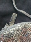 Whiting And Davis Purse Silver Metal Mesh Bag Zip Close Long Strap 5x7 Disco