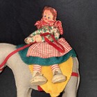 Vintage 50s Felt Lady On Donkey Portugal Maria Helena Burro Toy Souvenir