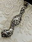 Antique Darning Egg W fancy Repouss   Silver Handle Boy Riding Fish Sewing Tool