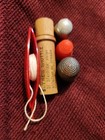 Wooden Needle Case plastic  Tatting   2 Metal Thimblels 1 Plastic Thimble