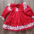 Vintage Baby Girl Toddler Jill Lynn  Red Christmas Dress 18 Months  Ruffles Lace
