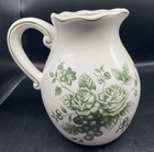 Maxcera Green And White Toile Rabbit And Roses berries   64 Oz Pitcher  New