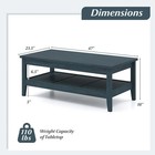 Mid Century Modern 2-tier Wood Coffee Table With Slatted Shelf  Charcoal Blue
