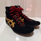 Asics Dan Gable Evo Wrestling Shoes Us 11 29cm Black Gold Red High Top