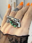 Sterling Silver Navajo Made Pistol Revolver Ring  Turquoise Native American
