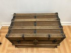 Vintage Wood Steamer Trunk W Tray Chest Coffee Table Storage Box Antique Decor 2