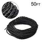 50ft Black Twisted Cloth Covered Wire Vintage Antique Lamp Cord Electrical 300 V