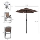 4pc Outdoor Patio Dining Set Furniture  2 Folding Chairs  Table  Umbrella  Brown