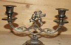 Vintage Hand Made Ornate Metal Cherubs Angels Candelabra Candle Holder