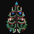 Vtg Christmas Tree Brooch Prong Multicolor Rhinestones Large Candle Huge Rare 4 