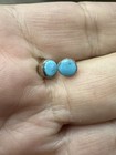 Native American Zuni Turquoise Dot Stud Earrings Stunning Sterling Silver -sale
