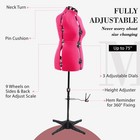 Dress Forms For Sewing  Pink Female Mannequin Adjustable Size 12-18  Pin-able   