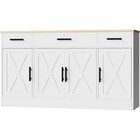 Large Storage Sideboard Cabinet W  Drawers Adjustable Shelf Buffet Table New