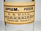 Opium Pharmacy Bottle With Glass Distortions  125ml  E  B  Hall Druggist